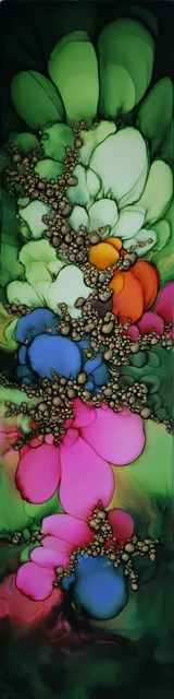 Free abstract bookmark featuring feathery green on a top dark background